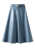 Retro Stitching Pu Leather Skirt