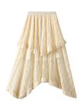 Medium and Long Irregular Gauze Lace Skirt