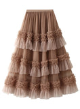 Women Mesh Cake Skirt