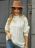 Twist Knit Loose Semi-turtle Neck Sweater