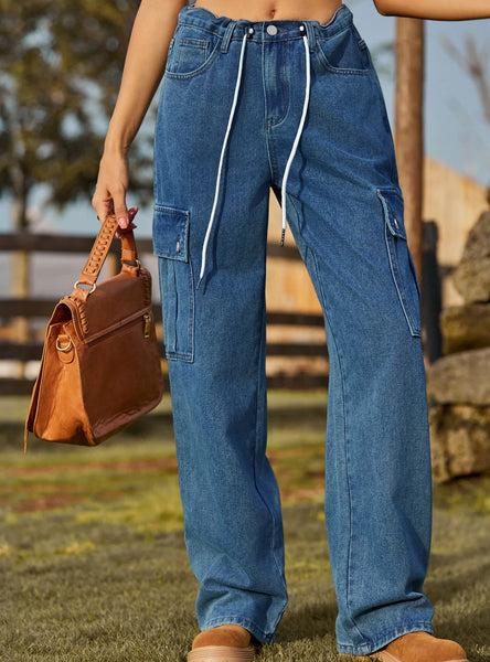 TROUSERS ADJUSTABLE DRAWSTRING PANTS JEANS