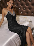 SILK-LIKE V-NECK NIGHTGOWN PAJAMAS