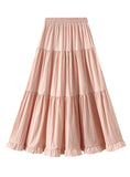 High Waist Pleated Wooden Ears Skirt