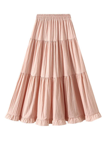 High Waist Pleated Wooden Ears Skirt