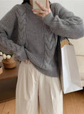 Thick twist pullover loose knit sweater