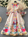 Satin Belt Floral Embroidered Kimono Maxi Dress