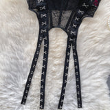 Eye-Catching Hook Edgy Black Lace Corset Top