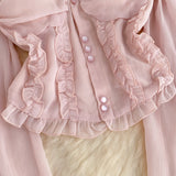 Chic Off-Shoulder Blush Pink Corset Blouse