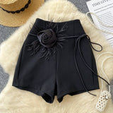 Rose Embellishment Summer Look Shorts