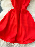 Charming Bow Tied Straps Red Sleeveless Dress