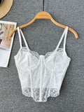 Camisole Delicate Straps White Lace Corset Top