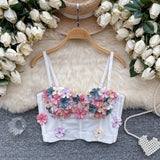 3D Appliques Floral Crop Top