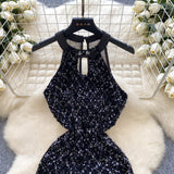 Diamond Black Sequin Maxi Dress