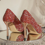 POINTED STILETTOS HEELS SEQUINED BEADS SHOES