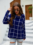 Checked Turtleneck Pullover Sweater