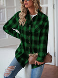 Women Casual Loose Plaid Shirt