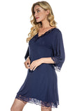 LACE V-NECK COTTON LOOSE NIGHTDRESS