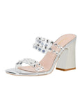 THICK HIGH-HEELED RHINESTONE TRANSPARENT SANDALS