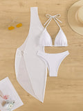 SEXY WHITE THREE-PIECE BEACH BIKINI