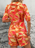 PRINTED SHORT SLEEVE V-NECK JUMPSUIT