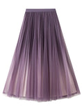 Starry Gradient Pleated Gauze Skirt