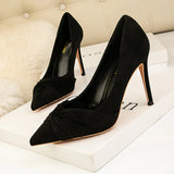 SHALLOW-MOUTHED POINTED BOW HIGH HEELS