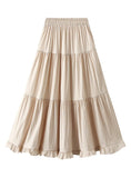 High Waist Pleated Wooden Ears Skirt