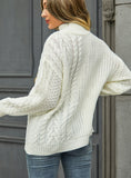 Twist Knit Loose Semi-turtle Neck Sweater