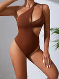 SOLID COLOR PIT SEXY HOLLOW ONE-PIECE SWIMSUIT