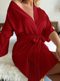 SEXY SILK SHORT SLEEVE NIGHTGOWN