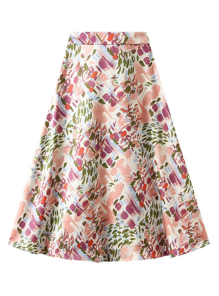 Slim Printed Elastic Waist Skirt