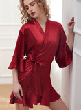 ICE SILK SATIN BATHROBE HOME CLOTHES