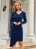 SEXY VELVET V-NECK SPLIT IRREGULAR DRESS