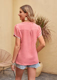 V-neck Chiffon Lace Short Sleeve Shirt