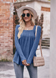 Casual Bubble Sleeve Pleated Long Sleeve T-shirt