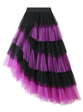 Irregular Gauze Color Matching Cake Skirt