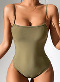 SOLID COLOR SEXY STRAPS ONE-PIECE SWIMSUIT