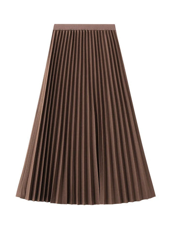 Autumn and Winter Woolen Slim Elastic Waist Pleated Skirt