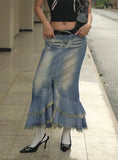 Irregular Fishtail Low Waist Denim Skirt