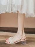 WEAR THICK HEELS PEARLS SANDALS