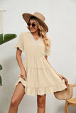 SUMMER JACQUARD V-NECK LOOSE DRESS