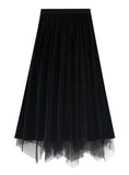 Irregular Gauze Velvet Pleated Skirt