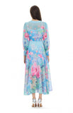 Lantern Sleeve Printed Chiffon Dress