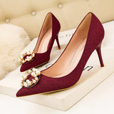 POINTED PEARLS STILETTO HEELS SHOES