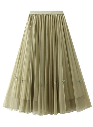 High Waist and Slim Medium and Long Mesh Skirt