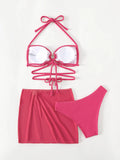 LOVE HEART JEWELRY THREE-PIECE SWIMSUIT BIKINI