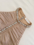 Champagne Ruched Sparkling Crystal Halter Neck Mini Dress