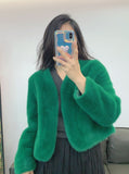 Mink-like ladies short fur coat