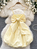 Puff Skirt Light Yellow Sleeveless Sundress