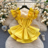 Pleated Vibrant Yellow Ruffled Top